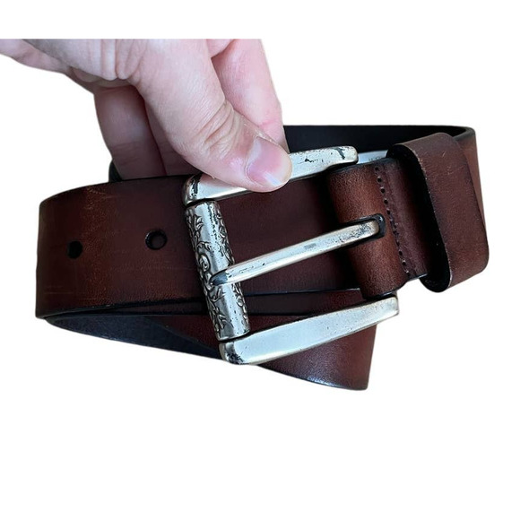 Fossil Vintage Women's Belt Brown Silver Size Small Genuine Leather - Picture 1 of 9